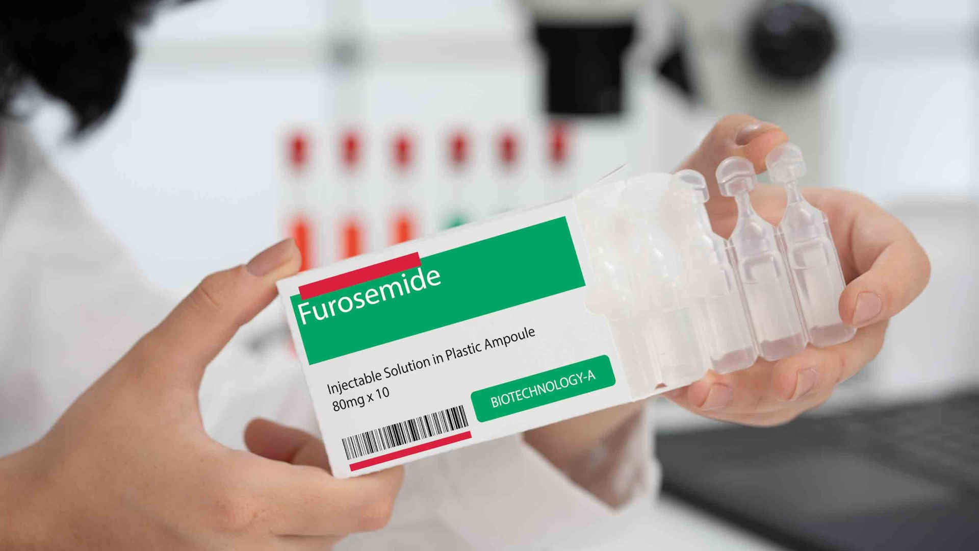 A box of furosemide ampoules