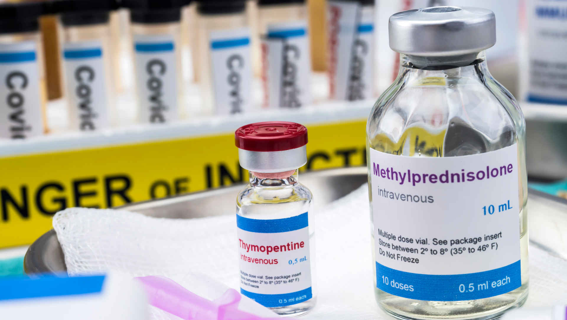 Vial of methylprednisolone solution